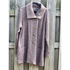 Carole Little 2X Cardigan Long Wool Sweater Shawl Collar